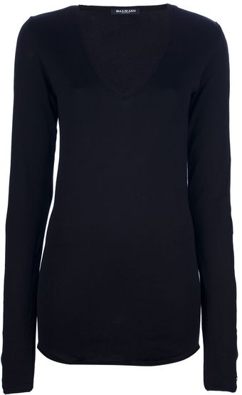 Balmain V-Neck Top - Lyst
