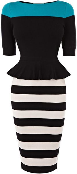 Karen Millen Peplum Knit Dress - Lyst