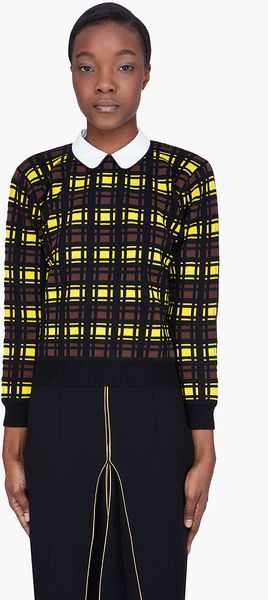 Marni  Wool Contrast Collar Blouse - Lyst