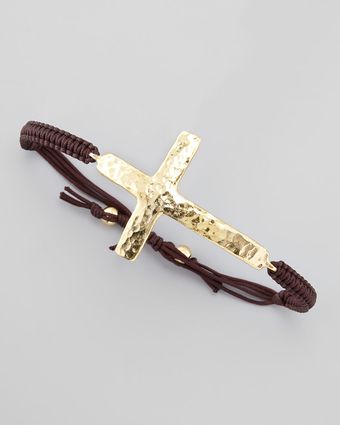Tai Hammered Gold Cross Bracelet - Lyst