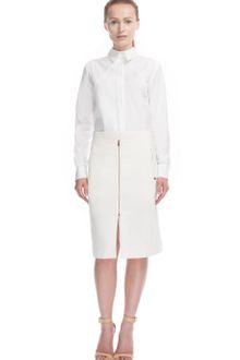 Cedric Charlier Ss White Straight Cotton Skirt - Lyst