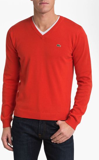 Lacoste Vneck Sweater - Lyst