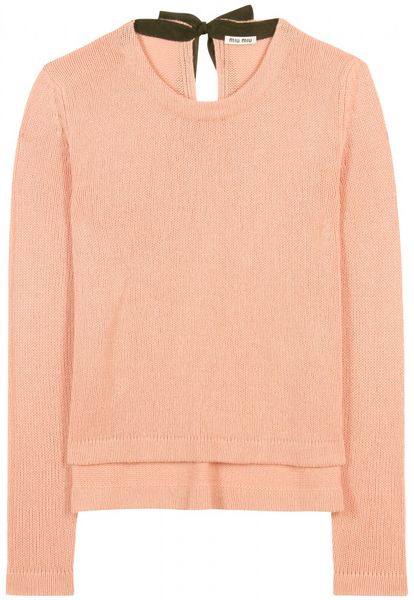 Miu Miu Cropped Cashmere Pullover in Pink - Lyst