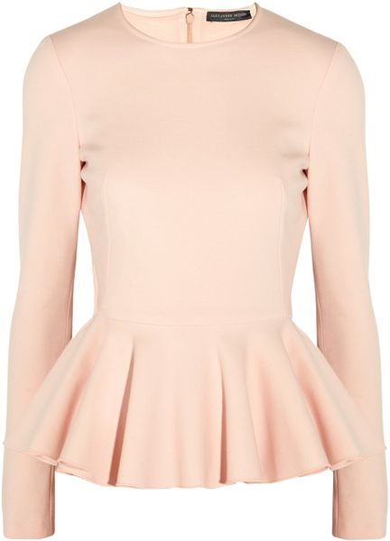 Alexander Mcqueen Stretch Woolblend Peplum Top in Pink - Lyst