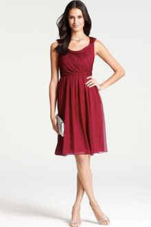Ann Taylor Silk Draped Cowl Neck Dress - Lyst