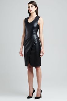 J. Mendel Envelopeskirt Lambskin Leather Dress - Lyst