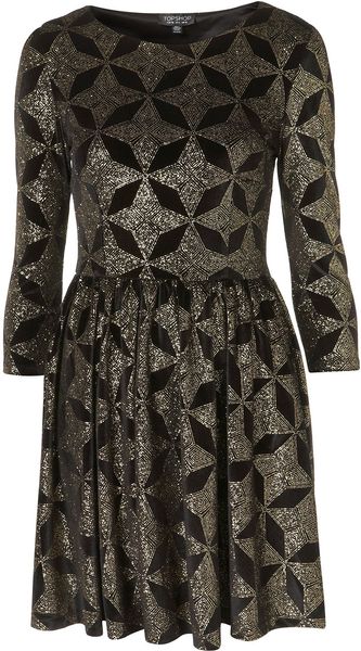 Topshop Velvet Glitter Star Dress - Lyst