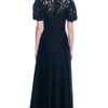 Valentino Ss Mikado Embroidered Short Sleeve Gown in Black (nero) - Lyst
