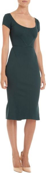 Zac Posen Cap Sleeve Dress in Green - Lyst