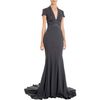 Zac Posen Cap Sleeve Gown in Gray (grey) - Lyst