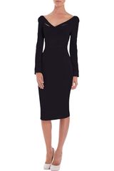 Zac Posen Long Sleeve Wide V-Neck Dress