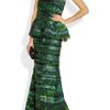 Alice + Olivia Tiered Silksatin and Chiffon Peplum Gown in Green - Lyst