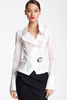 Donna Karan New York Collection Crystal Button Paper Cotton Shirt - Lyst