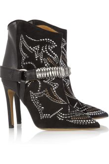 Isabel Marant Milwauke Studded Suede and Leather Ankle Boots - Lyst