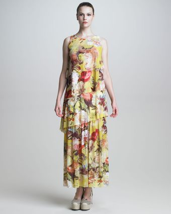 Jean Paul Gaultier Tiered Floral-Print Maxi Dress - Lyst