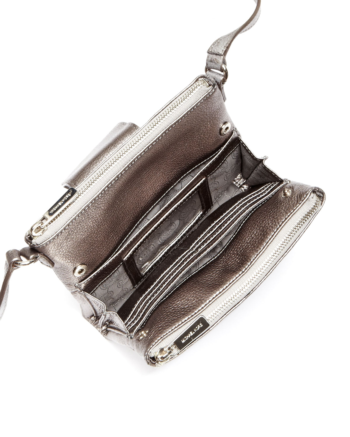 Michael Kors Large Fulton Metallic Crossbody in Silver (gunmetal) | Lyst
