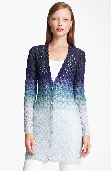 Missoni Long Dégradé Cardigan in Blue (blue degrade) - Lyst