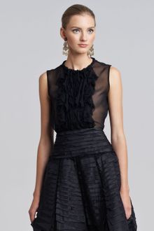 Oscar de la Renta Ruffle Chiffon Blouse - Lyst
