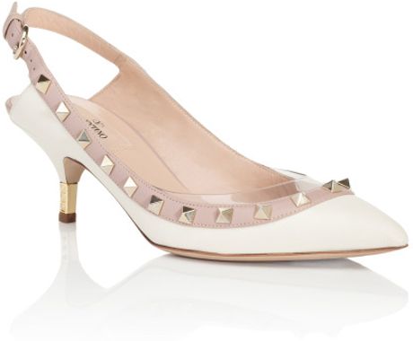 Valentino Rockstud Metal Heel Sling Back in White (light ivory) - Lyst