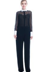 Valentino  Georgette Double Long Sleeve Jumpsuit