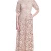 Valentino Tulle Illusione Short Sleeve Embroidered Gown in Beige (poudre) - Lyst