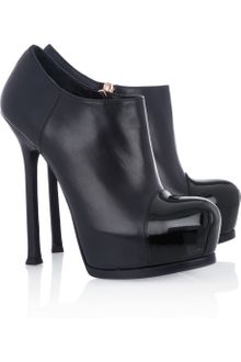 Yves Saint Laurent Tribtoo Patent and Leather Ankle Boots - Lyst