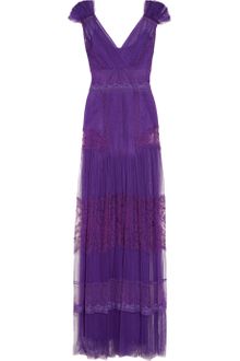Alberta Ferretti Lace Appliquéd Silk Tulle Gown - Lyst