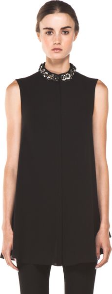 Alexander Mcqueen Flower Neck Silk Blouse  in Black - Lyst