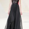 Elie Saab Charcoal Lace and Grosgrain Long Dress in Gray (charcoal) - Lyst