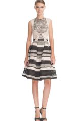 Elie Saab Vanilla and Charcoal Stretch Crepe Full Volume Dress