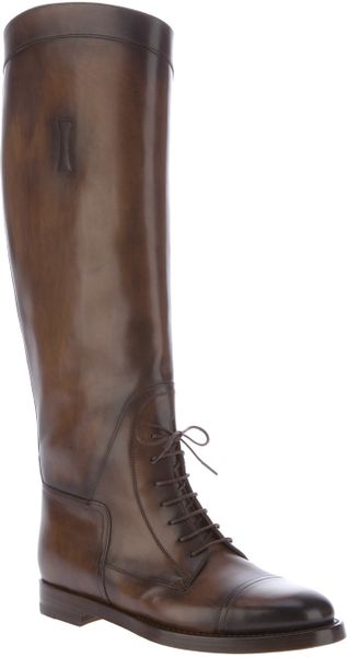 Gucci Lace Up Knee High Boot - Lyst