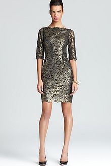 Shoshanna Lace Dress Metallic Minka - Lyst