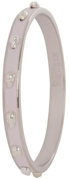 Alexander McQueen Ice Pinksilver Skinny 3d Enamel Skull Bangle - Lyst