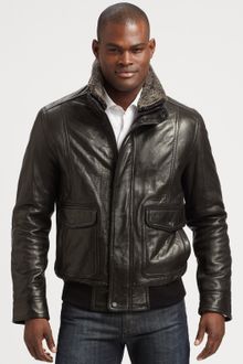 Andrew Marc Leather Aviator Bomber Jacket - Lyst