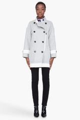 Barbara Bui Heather Grey Leather Trimmed Cocoon Coat