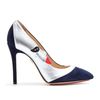 Charlotte Olympia Luna Suede and Metallic Trimmed Pumps in Blue (navy) - Lyst