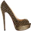 Christian Louboutin Lady Peep Spikes in Gold (grey) - Lyst