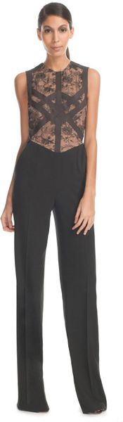 Elie Saab Lace and Stretch Crepe Wide Leg Jumpsuit - Lyst