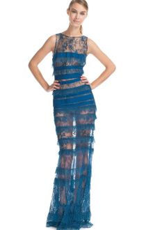 Elie Saab Cobalt Lace Long Dress - Lyst