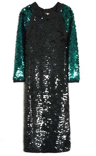 Lanvin Sequin Tshirt Dress in Green - Lyst