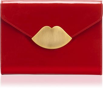 Lulu Guinness Red Patent Leather Small Envelope Clutch - Lyst