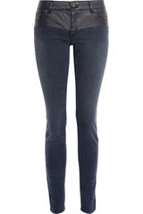 Maje Romuald Faux Leatherpaneled Midrise Skinny Jeans