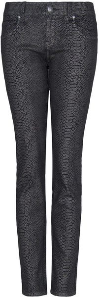 Mango Snake Skin Print Slimfit Jeans in Black - Lyst