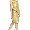 Marchesa One Shoulder Metallic Brocade Dress in Yellow (chartreuse) - Lyst
