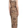 Marchesa Sequin Embroidered Column Gown in Black (nude/silver) - Lyst
