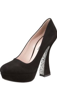 Miu Miu Glittersole Suede Pump - Lyst