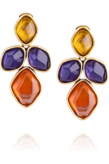 Oscar de la Renta 24karat Goldplated Cabochon Clip Earrings - Lyst