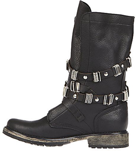 steve madden leather yens buckle boot