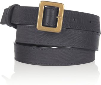 Yves Saint Laurent Lizardembossed Leather Belt - Lyst