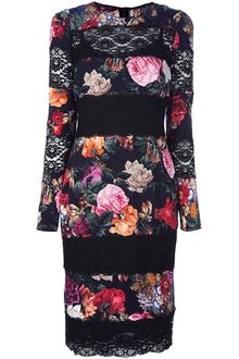 Dolce & Gabbana Floral and Lace Dress - Lyst